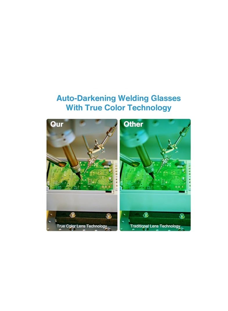 Welding Glasses, Auto Darkening Welding Goggles with Adjustable Shade, True Color Solar Powered Welding Safety Glasses, Flip Up Lens for Eyes Protection during Gas Torch Cutting - Image 3