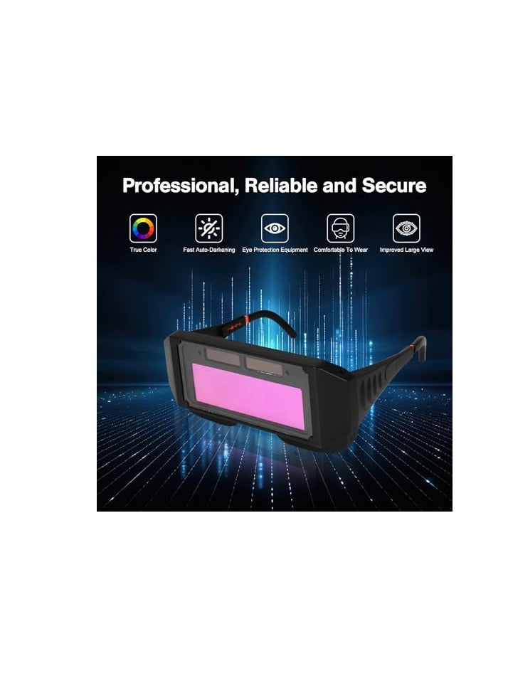 Welding Glasses, Auto Darkening Welding Goggles with Adjustable Shade, True Color Solar Powered Welding Safety Glasses, Flip Up Lens for Eyes Protection during Gas Torch Cutting - Image 4