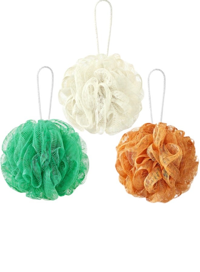 Ikea Loofah Sponge 100g/Piece, Exfoliating Bath Sponge Body Scrubber - Loofah Set of 3 Flower Color (Orange, Green, White) - Image 1