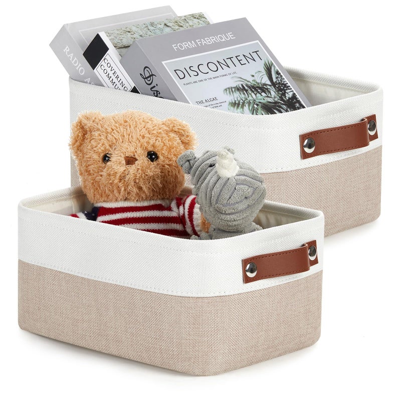 DULLEMELO Collapsible Fabric Storage Bins Set of 2 118x79x51 Inch White Khaki - Image 2