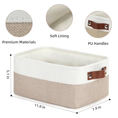 DULLEMELO Collapsible Fabric Storage Bins Set of 2 118x79x51 Inch White Khaki - Image 3