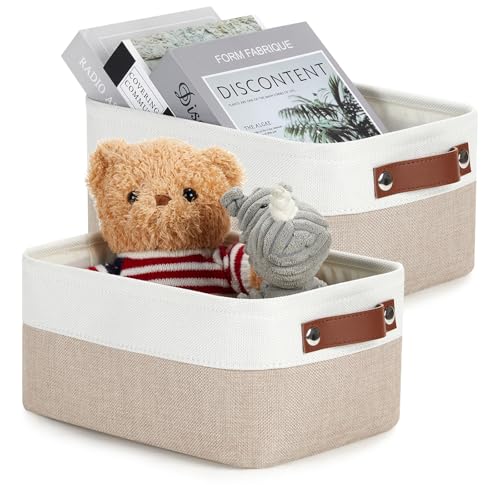 DULLEMELO Collapsible Fabric Storage Bins Set of 2 118x79x51 Inch White Khaki - Image 1