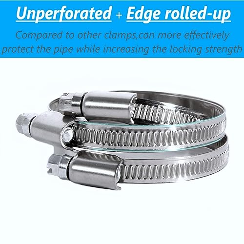 NEW DAFU (15 Pack) High Pressure Hose Clamp 1-1/10" to 2" Adjustable Worm Gear Drive Hose Clamps,304 Stainless Steel Band Tube Clamp for Fuel Injection Gas Line Fittings/Automotive,Family,Plumbing - Image 4