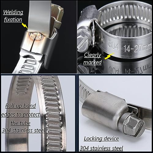 NEW DAFU (15 Pack) High Pressure Hose Clamp 1-1/10" to 2" Adjustable Worm Gear Drive Hose Clamps,304 Stainless Steel Band Tube Clamp for Fuel Injection Gas Line Fittings/Automotive,Family,Plumbing - Image 2
