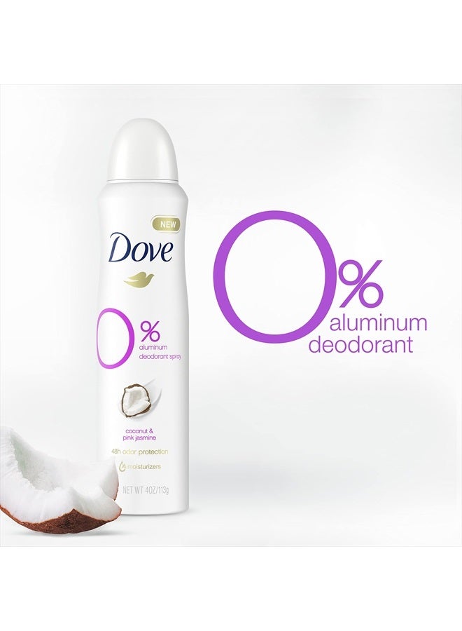 Dove رذاذ مزيل العرق 0% لحماية لمدة 48 ساعة برائحة جوز الهند والياسمين الوردي خالي من الألمنيوم 4 أونصات 3 عبوات، أبيض، 4 أونصات (عبوة من 3) - Image 2