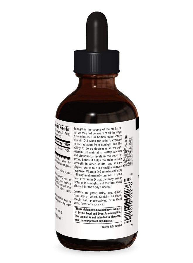 Source Naturals قطرات فيتامين د3 السائلة 2000 وحدة دولية تدعم صحة العظام والمناعة 4 أونصة سائلة - Image 3