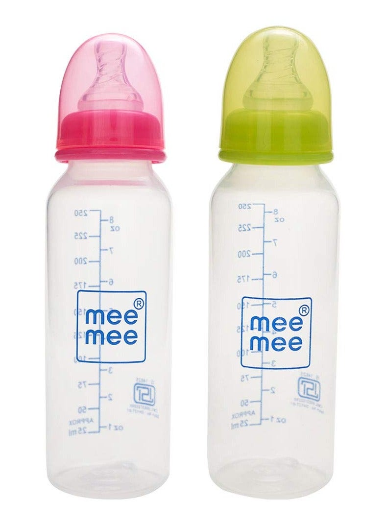 mee mee Eazy Flo Premium Baby Feeding Bottle (250 ml, Pink/Green)