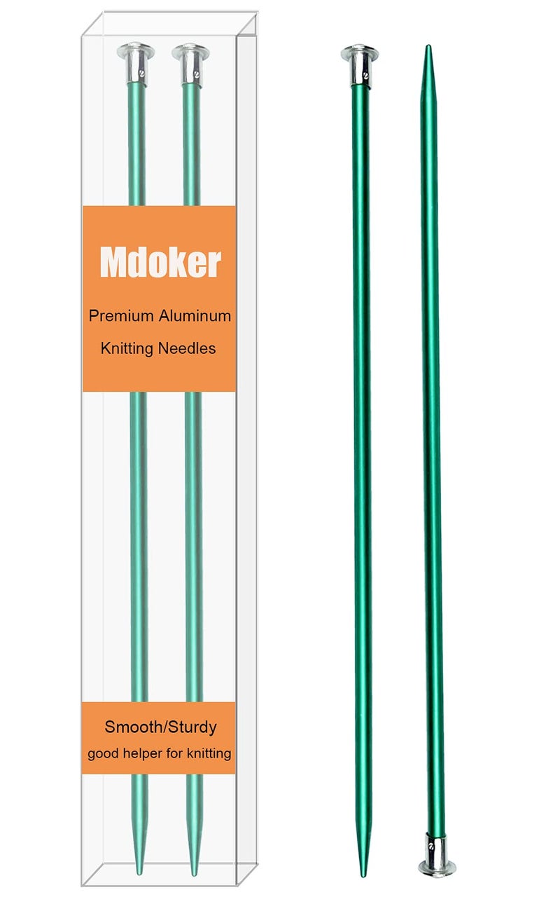 Mdoker 13.8 Inch Aluminum Knitting Needles Colored Straight Single Pointed Metal Sweater Knitting Needle for DIY Knitting Projects,Size US 9(5.5mm) - Image 1