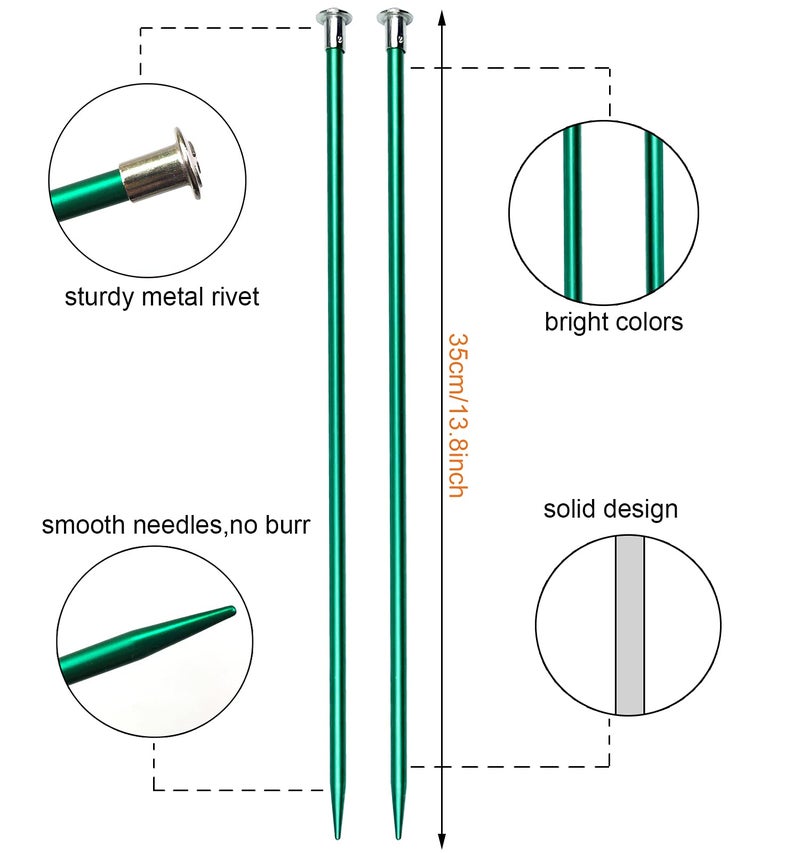 Mdoker 13.8 Inch Aluminum Knitting Needles Colored Straight Single Pointed Metal Sweater Knitting Needle for DIY Knitting Projects,Size US 9(5.5mm) - Image 2