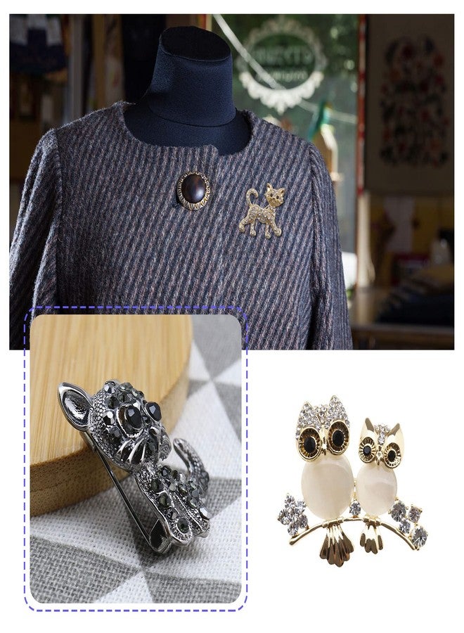 SING F LTD 4PCS Animal Rhinestone Brooch Pin Cute Owl Cat Pattern Lapel Pin Breastpin for Women Girls Wedding Birthday Gift Party Supply 4 Assorted Styles - Image 4