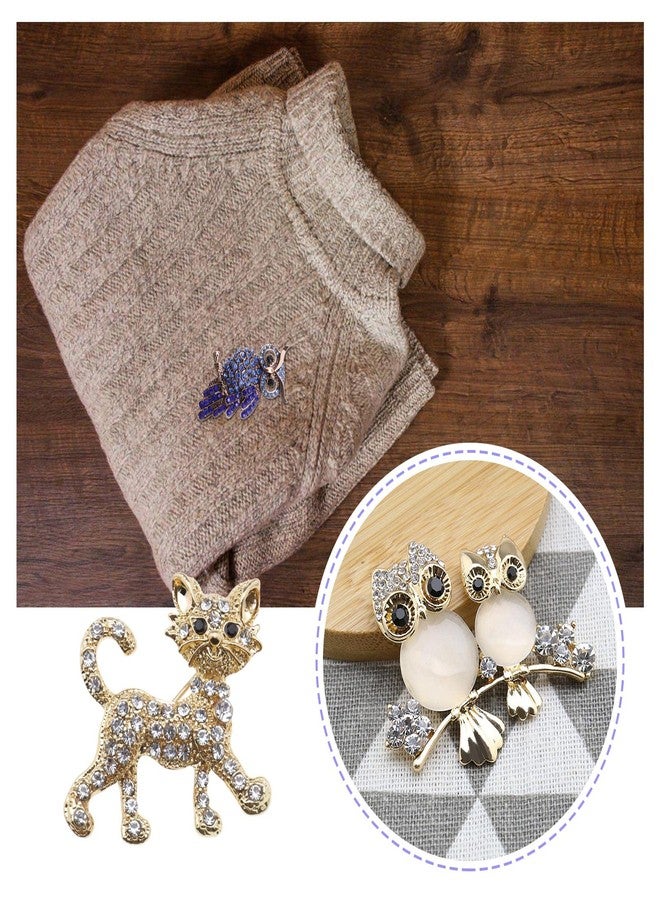 SING F LTD 4PCS Animal Rhinestone Brooch Pin Cute Owl Cat Pattern Lapel Pin Breastpin for Women Girls Wedding Birthday Gift Party Supply 4 Assorted Styles - Image 2