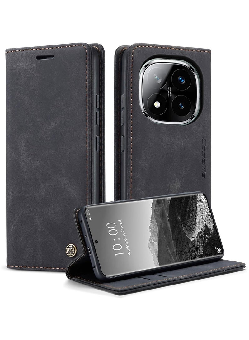 CaseMe Phone Case Compatible with Xiaomi Redmi Note 14 Pro 5G/ Xiaomi Redmi Note 14 Pro+ 5G with Card Holder High-end Retro Leather Shockproof Protective Wallet Case - Image 1