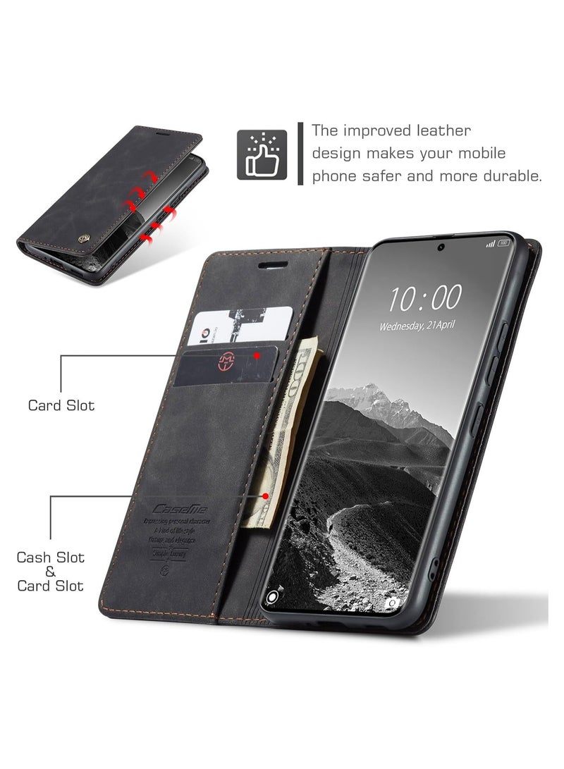 CaseMe Phone Case Compatible with Xiaomi Redmi Note 14 Pro 5G/ Xiaomi Redmi Note 14 Pro+ 5G with Card Holder High-end Retro Leather Shockproof Protective Wallet Case - Image 3