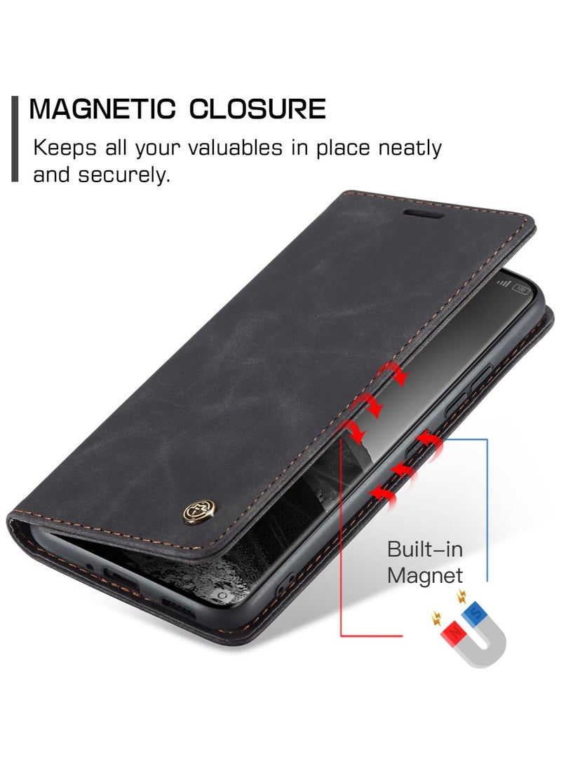 CaseMe Phone Case Compatible with Xiaomi Redmi Note 14 Pro 5G/ Xiaomi Redmi Note 14 Pro+ 5G with Card Holder High-end Retro Leather Shockproof Protective Wallet Case - Image 4