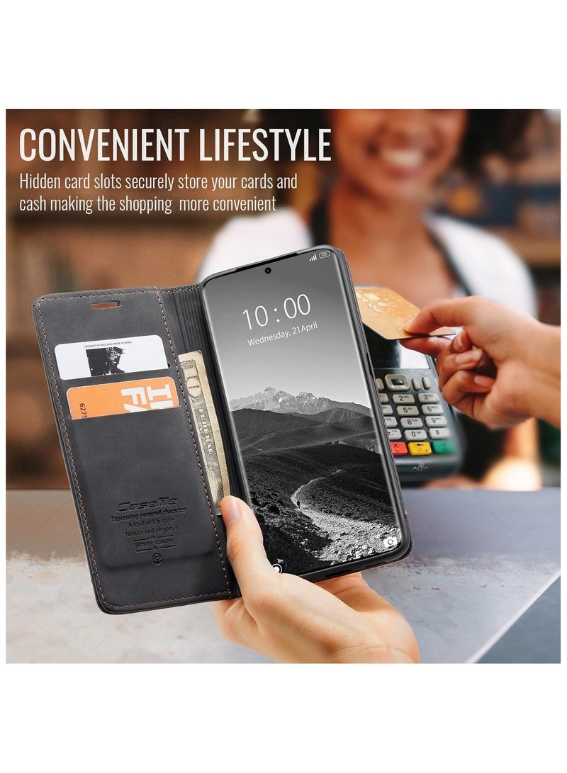 CaseMe Phone Case Compatible with Xiaomi Redmi Note 14 Pro 5G/ Xiaomi Redmi Note 14 Pro+ 5G with Card Holder High-end Retro Leather Shockproof Protective Wallet Case - Image 5