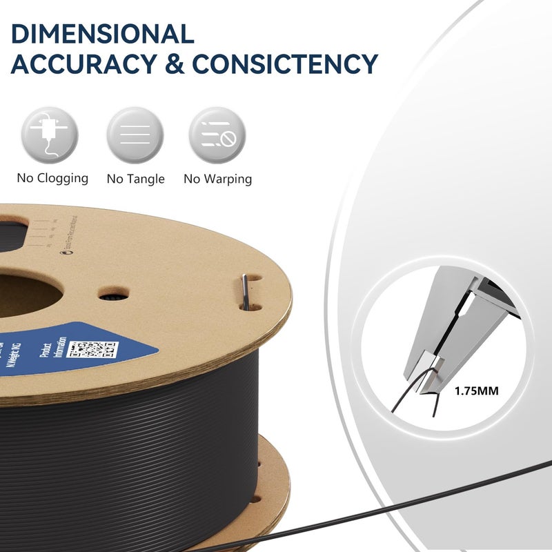 Fugacity PETG Filament 1.75mm, Black 3D Printer Filament 2 Roll 1KG Spool Bundles, Dimensional Accuracy +/- 0.02mm, Enhanced Printing Effect Fits Most FDM 3D Printers - Image 2