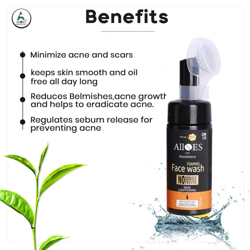 ALLOES PHARMACEUTICALS ALLOES Glutathione Face Wash for Skin Lightening  Whitening  150ml Foaming Skin Lightening Face Wash with Glutathione for Every Skin Type for Men  Women No Parabens  Sulphate  - Image 5