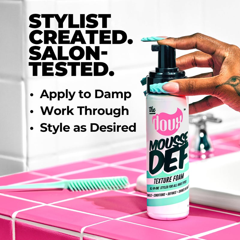 The Doux Multi-Use Mousse for Curly Hair â€“ The Doux Mousse Def Texture Foam for Styling, Curl Definition, Volume & Shine â€“ Curl Cream Alternative for Textured Hair & Natural Hair Styles - Image 4