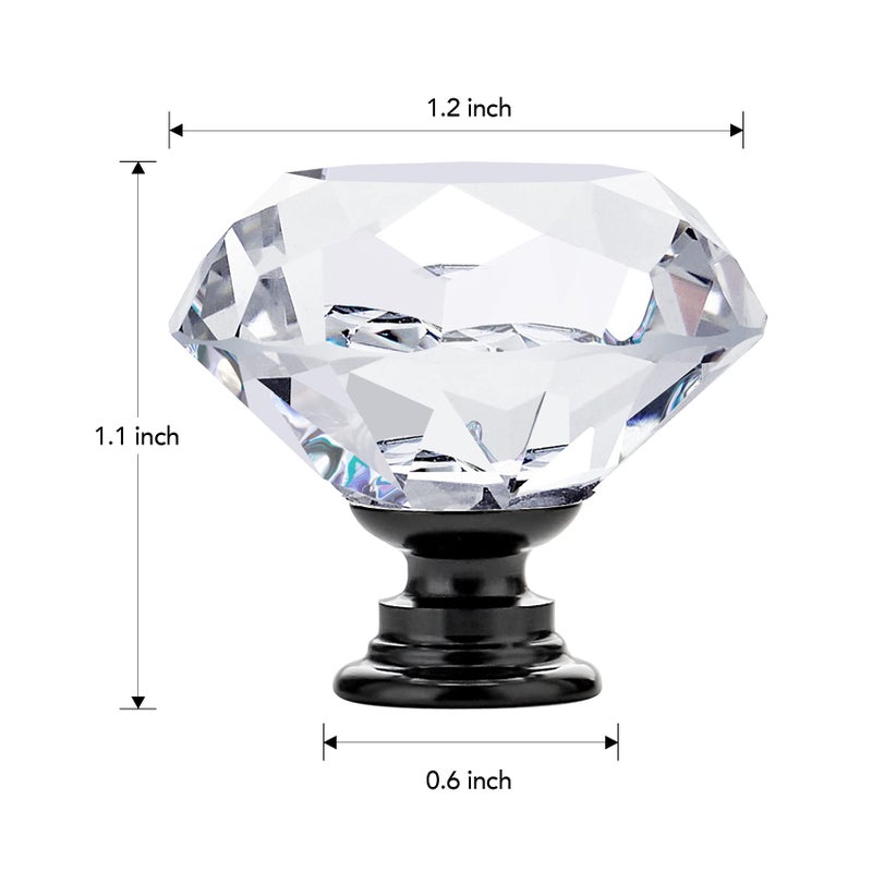 Ravinte 5 Pack Crystal Drawer Knobs - Glass Cabinet Knobs, Diamond Shaped, 30 mm with Black Base - Image 3