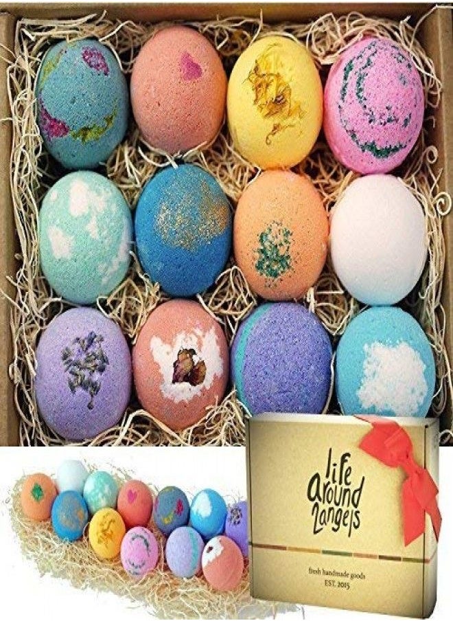 LifeAround2Angels LifeAround2Angels Bath Bombs Gift Set 12 USA made Fizzies, Shea & Coco Butter Dry Skin Moisturize, Perfect for Bubble & Spa Bath. Handmade Birthday Mothers day Gifts idea For Her/Him, wife, girlfriend  - Image 1