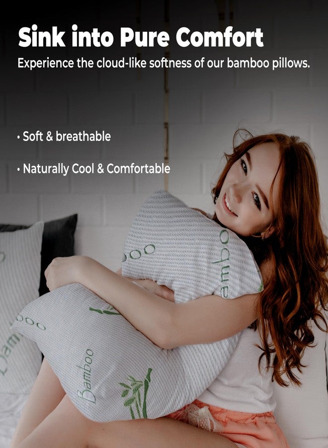 OMEO 2 Pack Standard Size Rayon Derived from Bamboo Pillow for Sleeping Shredded Memory Foam Bed Pillows for Side, Back and Stomach Sleepers, Soft, Cooling, Adjustable and Washable Cover 20" x 26" - Image 4
