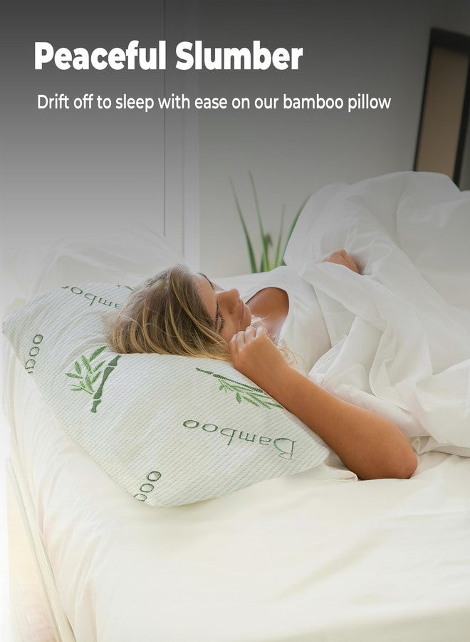 OMEO 2 Pack Standard Size Rayon Derived from Bamboo Pillow for Sleeping Shredded Memory Foam Bed Pillows for Side, Back and Stomach Sleepers, Soft, Cooling, Adjustable and Washable Cover 20" x 26" - Image 2
