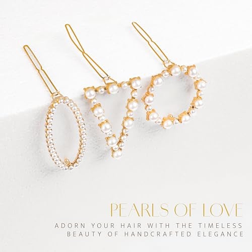 HOMEMATES 6 Pcs Pearl Hair Clips for Women rhinestone Crystal Letter Hair Pins for Girls Women Golden Crystal Hair Pin Hair Clip Fancy Jewellery Lock Pin Hair Accessories - Image 2