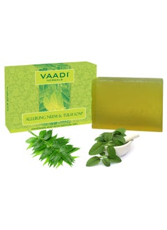VAADI HERBALS Vaadi Herbals Neem Tulsi Bar Soap with Tea Tree Oil - Handmade Herbal Soap with 100% Pure Essential Oils - ALL Natural - Each 2.65 Ounces - Pack of 3(8 Ounces) 