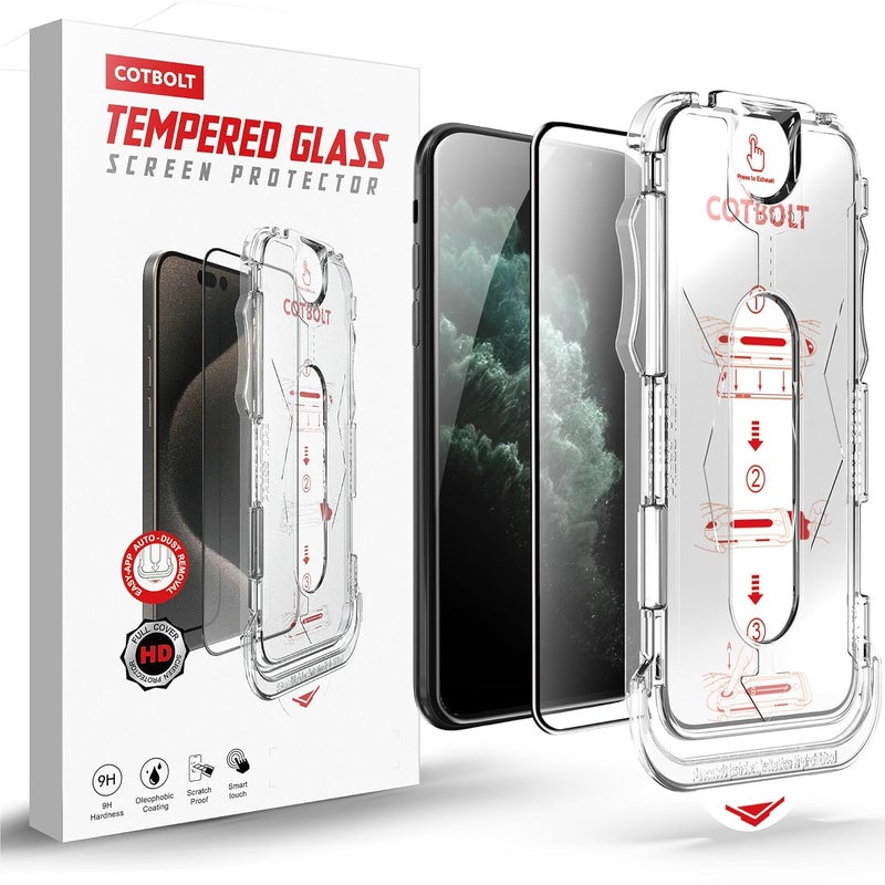 Cotbolt Tempered Glass for iPhone 11 Pro/X/XS [Military Grade Shatterproof & Longest Durable] Screen Protector iPhone 11 Pro/X/XS Tempered Glass Full Coverage - Image 3
