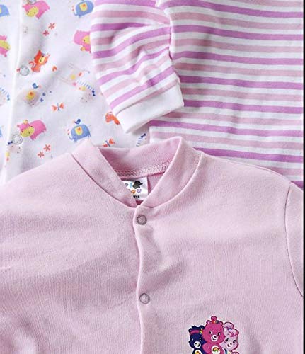 EIO 100% Cotton Baby Rompers Sleepsuits Jumpsuits Night Suits for Newborn Baby Boys & Girls | Soft Infant Bodysuit | Pack of 3 Kids Rompers Light Pink - Image 5
