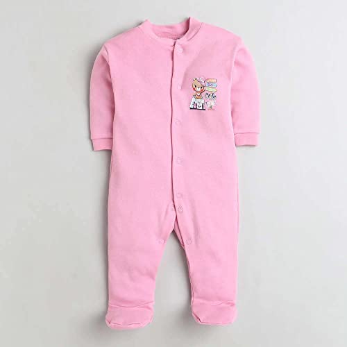 EIO 100% Cotton Baby Rompers Sleepsuits Jumpsuits Night Suits for Newborn Baby Boys & Girls | Soft Infant Bodysuit | Pack of 3 Kids Rompers Light Pink - Image 2