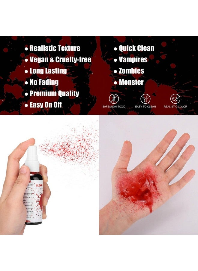 CCbeauty 5.4Oz Halloween Fake Blood Makeup Kitblood Spray+Squirt Blood+Coagulated Gel Realistic Washable For Special Effects Sfx Makeup Set Zombie Vampire Monster Mouth Clothes Cosplay Dress Up - Image 5