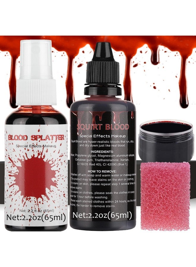 CCbeauty 5.4Oz Halloween Fake Blood Makeup Kitblood Spray+Squirt Blood+Coagulated Gel Realistic Washable For Special Effects Sfx Makeup Set Zombie Vampire Monster Mouth Clothes Cosplay Dress Up - Image 1