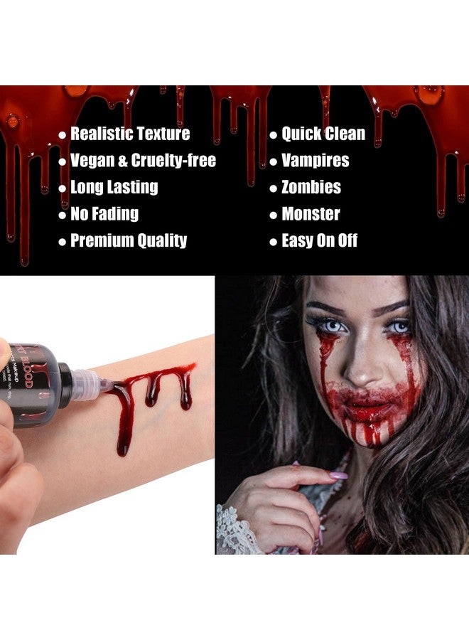 CCbeauty 5.4Oz Halloween Fake Blood Makeup Kitblood Spray+Squirt Blood+Coagulated Gel Realistic Washable For Special Effects Sfx Makeup Set Zombie Vampire Monster Mouth Clothes Cosplay Dress Up - Image 4