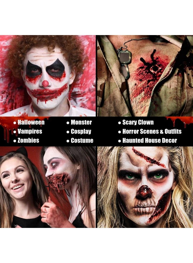 CCbeauty 5.4Oz Halloween Fake Blood Makeup Kitblood Spray+Squirt Blood+Coagulated Gel Realistic Washable For Special Effects Sfx Makeup Set Zombie Vampire Monster Mouth Clothes Cosplay Dress Up - Image 2