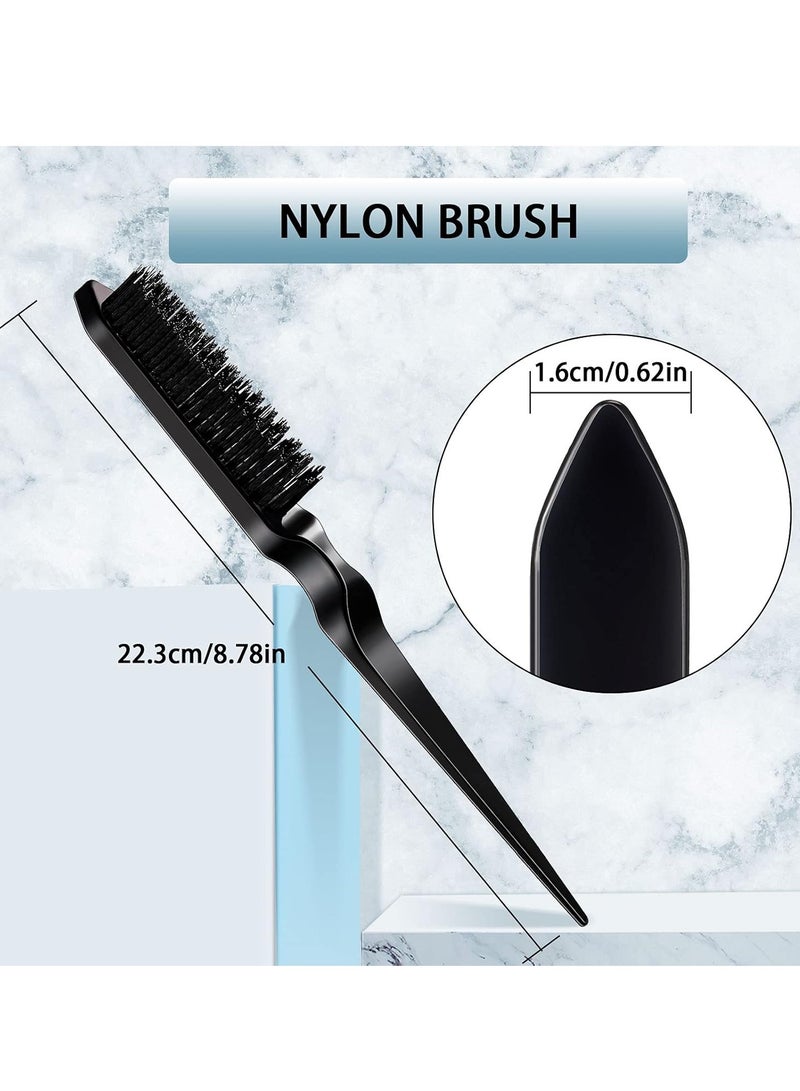Red Blossom 3 Pcs Slick Back Hair Brush Set Bristle Brush Edge Control Teasing Comb for Women Black Hair(Black)  - Image 3