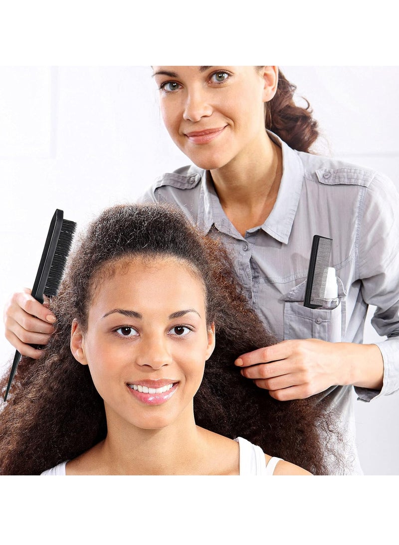 Red Blossom 3 Pcs Slick Back Hair Brush Set Bristle Brush Edge Control Teasing Comb for Women Black Hair(Black)  - Image 5