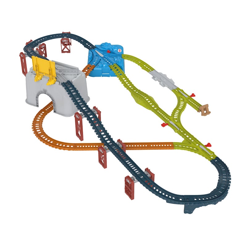 THOMAS & FRIENDS مجموعة مسارات قطار توماس وأصدقائه، دلو للتوصيل والبناء، حزمة توسيع مكونة من 34 قطعة للقطارات المصنوعة من المعدن والقطارات الكهربائية، للأطفال من عمر 3 سنوات فما فوق - Image 5