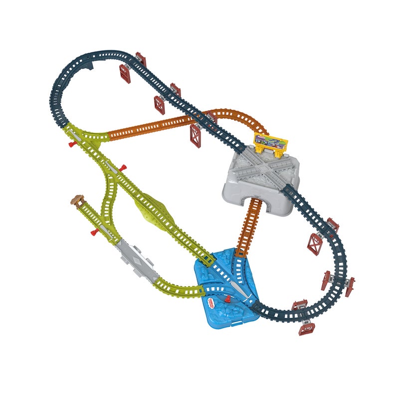 THOMAS & FRIENDS مجموعة مسارات قطار توماس وأصدقائه، دلو للتوصيل والبناء، حزمة توسيع مكونة من 34 قطعة للقطارات المصنوعة من المعدن والقطارات الكهربائية، للأطفال من عمر 3 سنوات فما فوق - Image 4