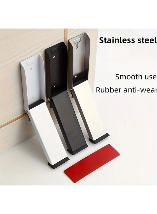 Black 6Pcs Stainless Steel Folding Door Stops For Indoor Outdoor Use - Image 3