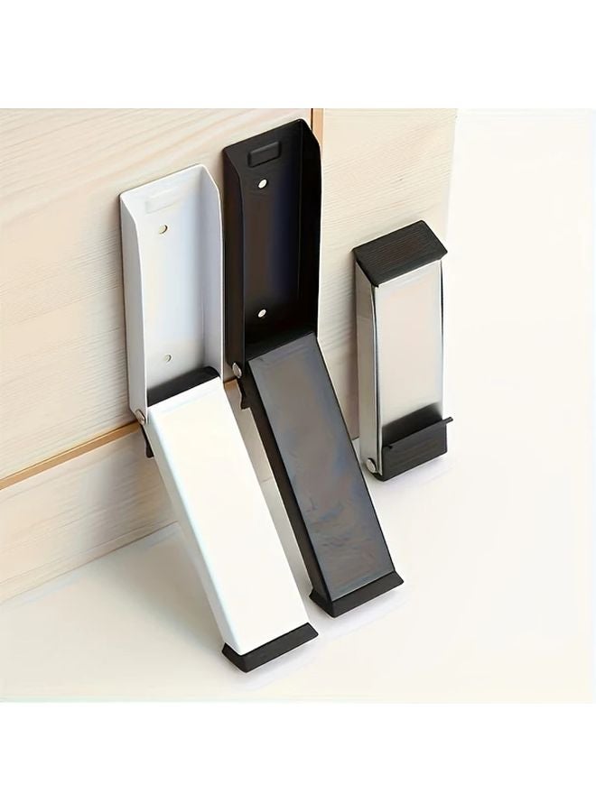 Black 6Pcs Stainless Steel Folding Door Stops For Indoor Outdoor Use - Image 1