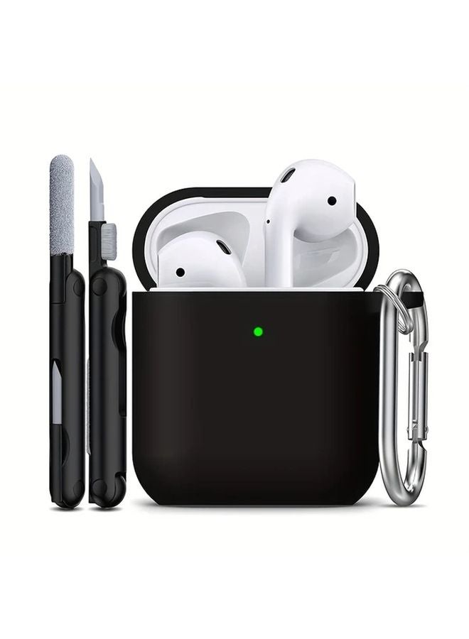 Pink Soft Silicone Protective Case with Cleaning Kit for AirPods 1 and 2 - Image 2