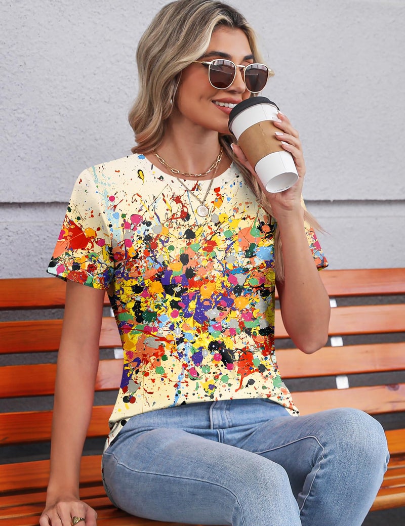 TCOT Casual Crew Neck Short Sleeve Loose Fitting Tunic Tops for Women Spring Clothes 2026 Multiple Color Shirts XXL - Image 5