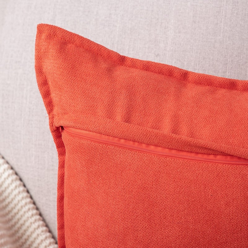 MADIZZ MADIZZ Set of 2 Short Chenille Throw Pillow Covers 16x16 Inch Reddish Orange Soft Decorative Cushion Cover for Sofa Bedroom Pillow Shell  - Image 3