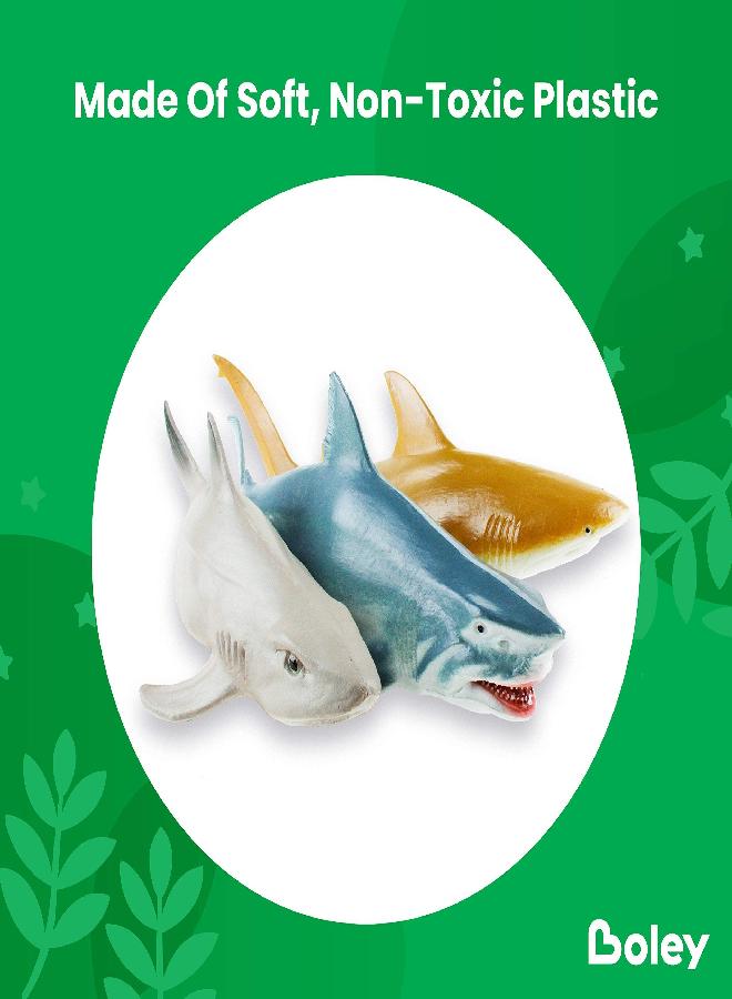 Boley Shark Toys - 8 Pack 10" Long Soft Plastic Realistic Shark Toy Set - Toddler Sensory Toys and Birthday Party Favors for Kids - Image 4