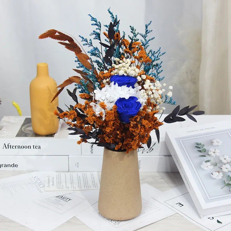 Bluejw TC Handmade Preserved Flower Bouquet - Natural Dried Plants for Valentine's Day Wedding Gift Home Decor - Real Flower Arrangement - Image 1