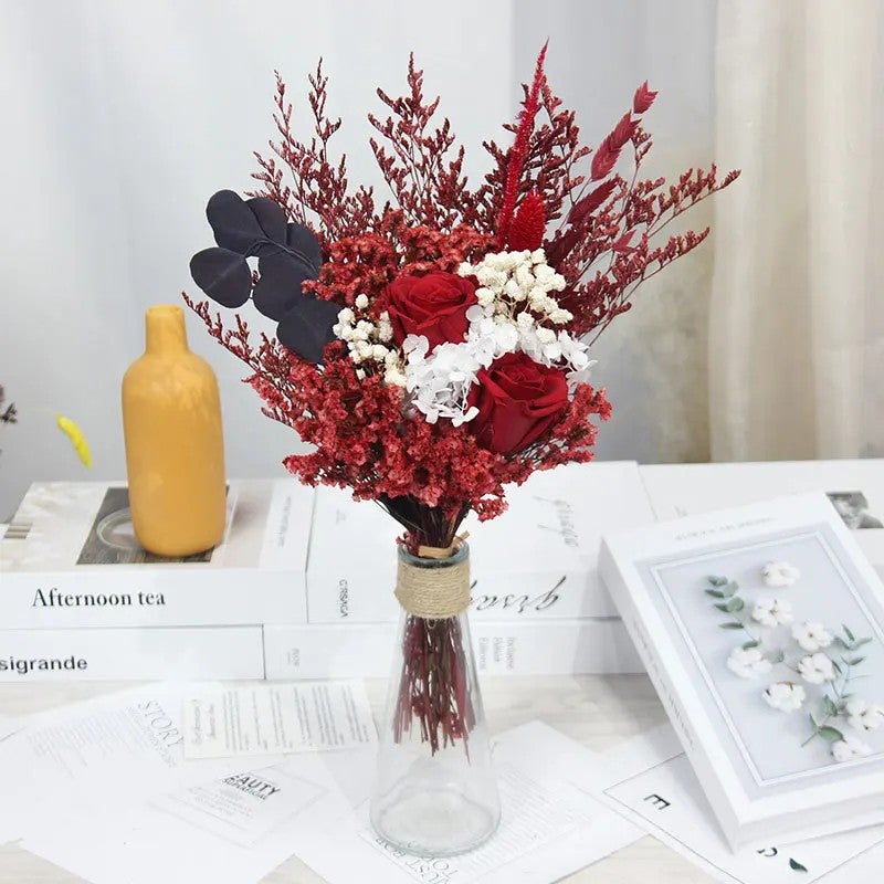 Bluejw TC Handmade Preserved Flower Bouquet - Natural Dried Plants for Valentine's Day Wedding Gift Home Decor - Real Flower Arrangement - Image 4
