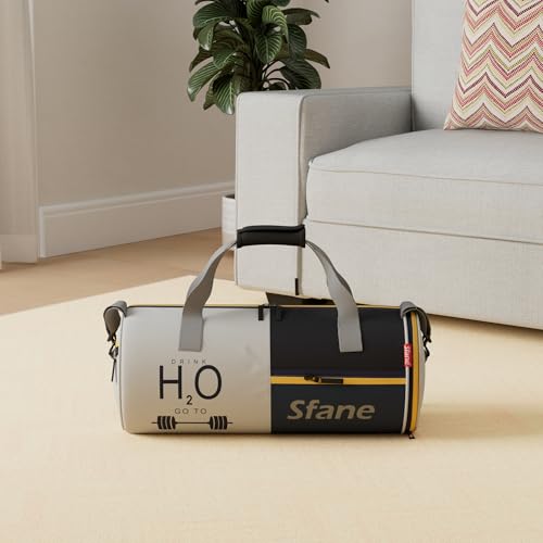 Sfane Gym Bags for Men with Separate Shoe Compartment Sports Gym Bags for Women Unisex Duffle Bags for Gym, Carry & Travel Adjustable Duffel Bags, Sports Bag - Grey & Navy Blue - Image 2