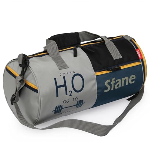 Sfane Gym Bags for Men with Separate Shoe Compartment Sports Gym Bags for Women Unisex Duffle Bags for Gym, Carry & Travel Adjustable Duffel Bags, Sports Bag - Grey & Navy Blue - Image 3