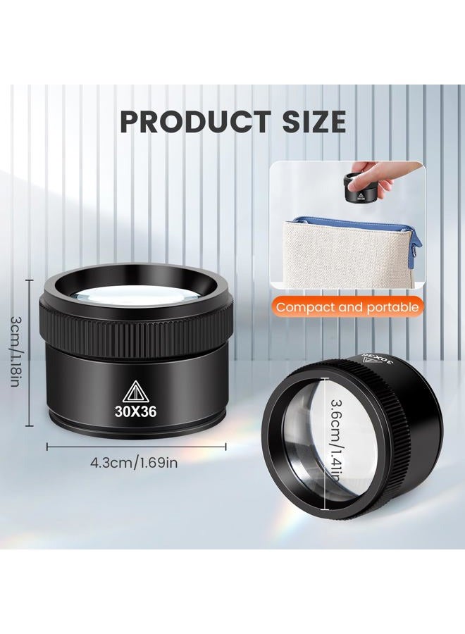 Mlogiroa Magnifying Glass 30X Jewelers Loupe Magnifier Portable Handheld Pocket Magnifier Lens for Close Work Crafts Jewelry Repair Reading Coins Stamps Map(30X) - Image 5